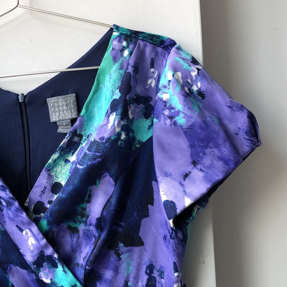 Rabbit Rabbit Rabbit Abstract Floral Fitted Waist Cocktail Dress! - Picture 5 of 10
